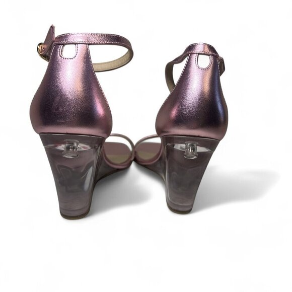 Stuart Weitzman NudistLucite 85 Wedge Heel Women's 38.5 EU, 8 B US Pink - Picture 6 of 14